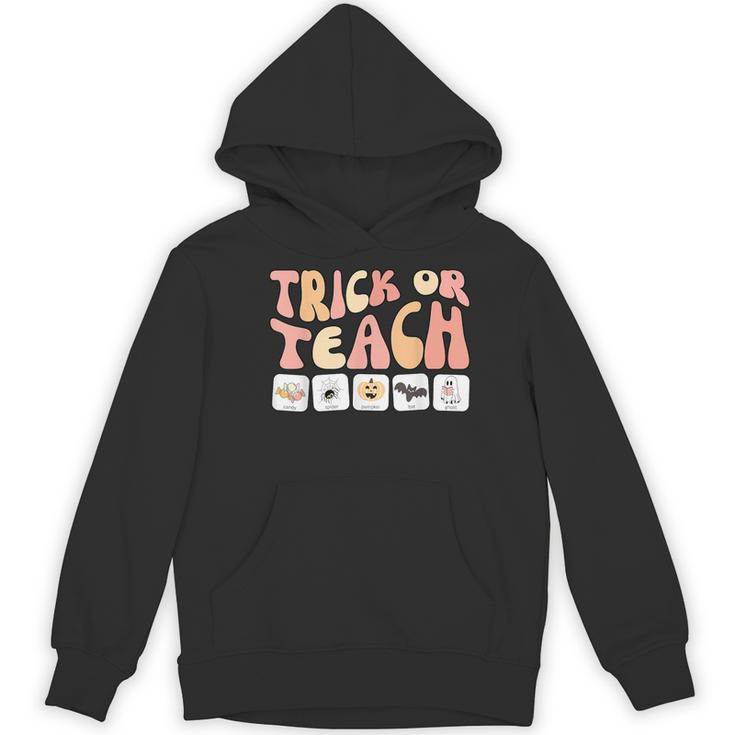 Trick Or Teach With Symbols Special Education Teacher Spooky Women's Hoodie, novelty gifts, funny gifts
