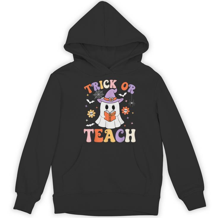 Trick Or Teach Teacher Groovy Ghost Halloween Teacher Women's Hoodie, novelty gifts, funny gifts Trick Or Teach Teacher Groovy Ghost Halloween Teacher Women's Hoodie, novelty gifts, funny gifts