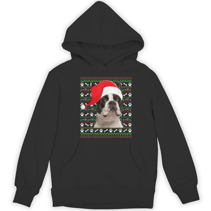 Ugly Xmas Sweater Santa Boston Terrier Dog Christmas For Men Women Kids Women's Hoodie, novelty gifts, funny gifts