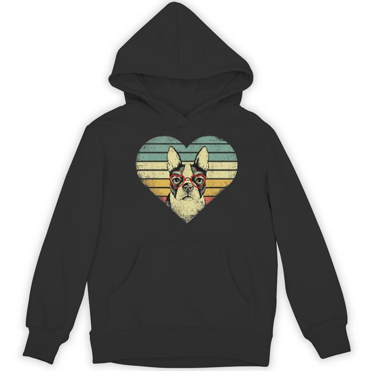 Vintage American Boston Terrier Lovers Valentine's Day Women's Hoodie, novelty gifts, funny gifts