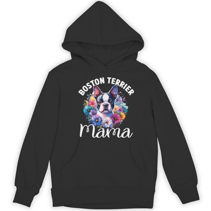Watercolor Floral Boston Terrier Mama Dog Lover Mother's Day For Men Women Girls Kids Women's Hoodie, novelty gifts, funny gifts