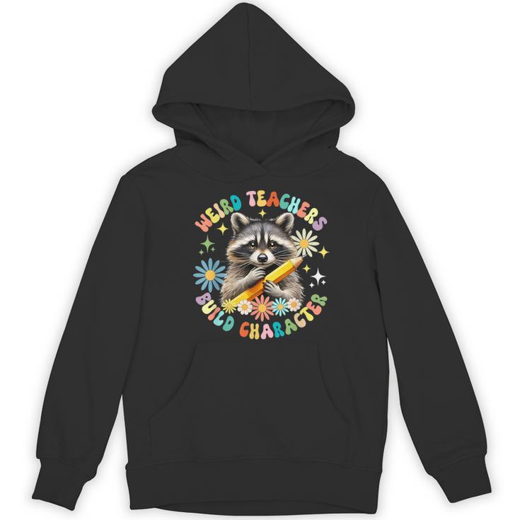 Weird Teachers Build Character Raccoon Colourful Floral Women's Hoodie, novelty gifts, funny gifts Weird Teachers Build Character Raccoon Colourful Floral Women's Hoodie, novelty gifts, funny gifts