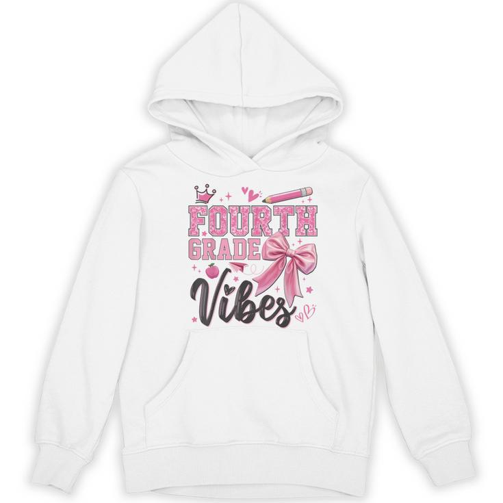 4th Fourth Grade Vibes Back To School Coquette Teacher Girl Women's Hoodie, novelty gifts, funny gifts