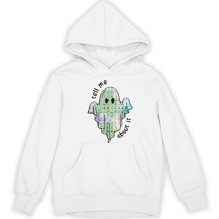 AAC Ghost Tell Me About It Speech Pathology AAC Sped Teacher Women's Hoodie, novelty gifts, funny gifts