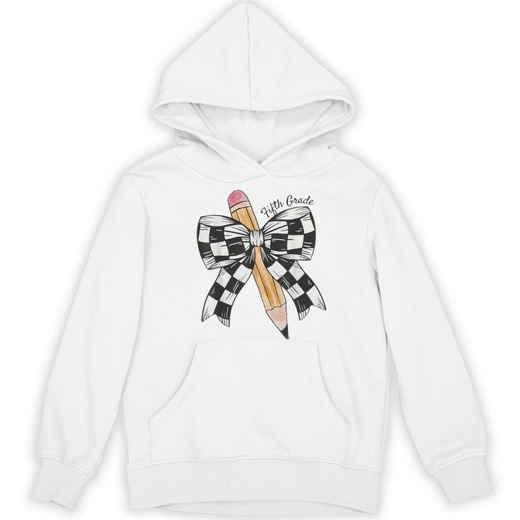 Back To School Hello Fifth Grade Teacher Coquette Pencil Bow Women's Hoodie, novelty gifts, funny gifts