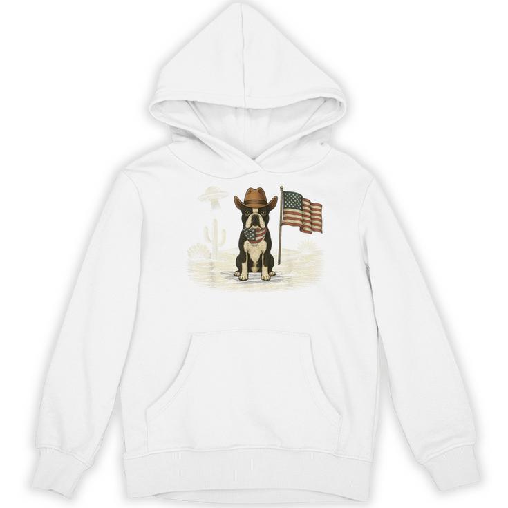 Boston Terrier 4th Of July US American Flag Dog Patriotic Women's Hoodie, novelty gifts, funny gifts