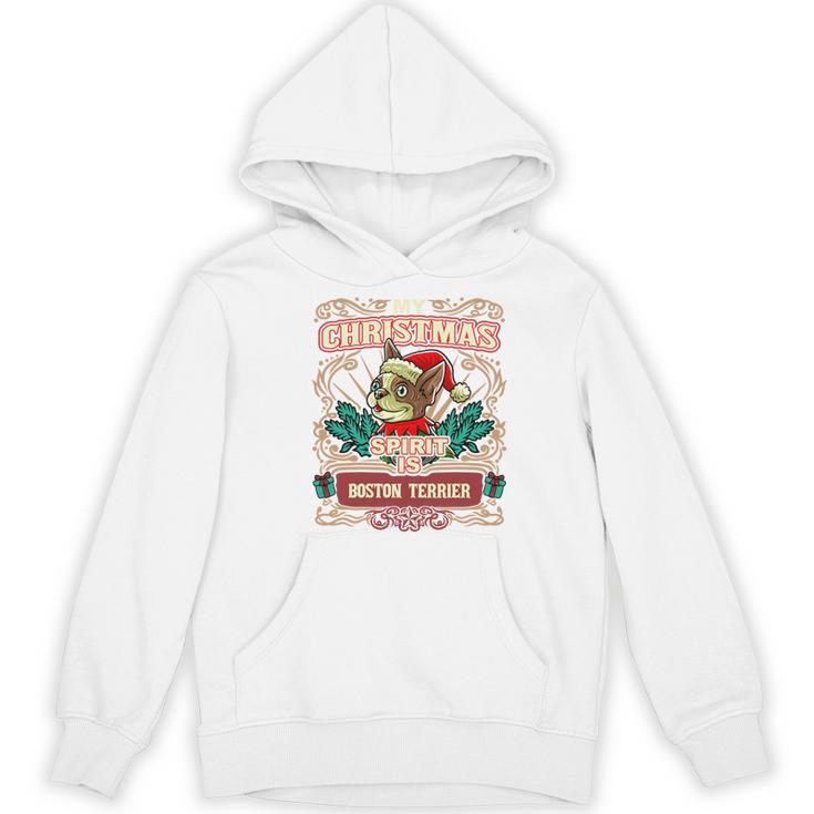 Boston Terrier My Christmas Spirit Dog Santa Claus X-Mas Women's Hoodie, novelty gifts, funny gifts