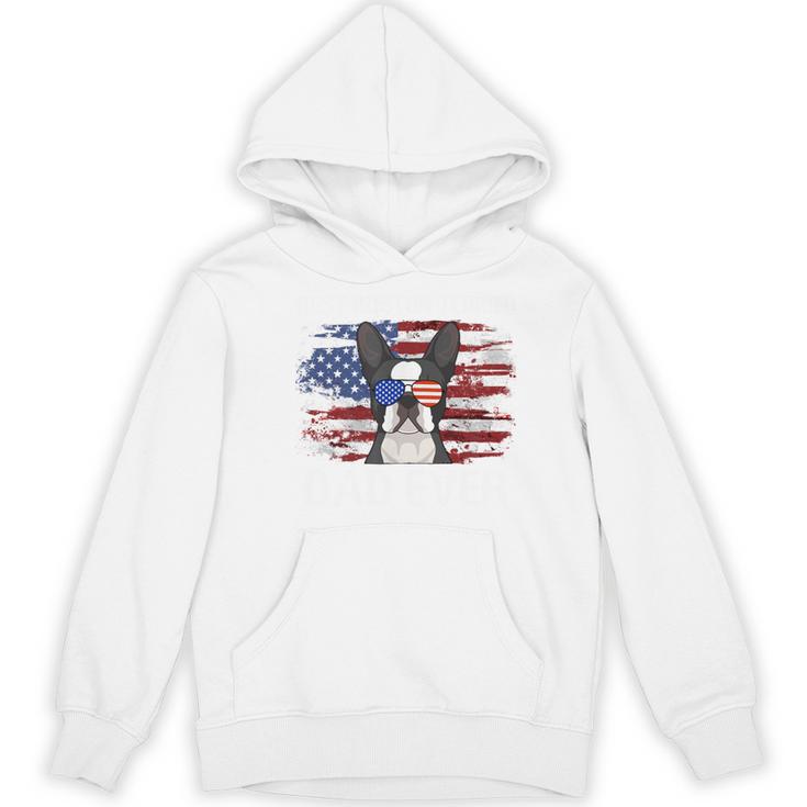 Boston Terrier Dad American Flag 4th Of July Dog Fathers Day Women's Hoodie, novelty gifts, funny gifts