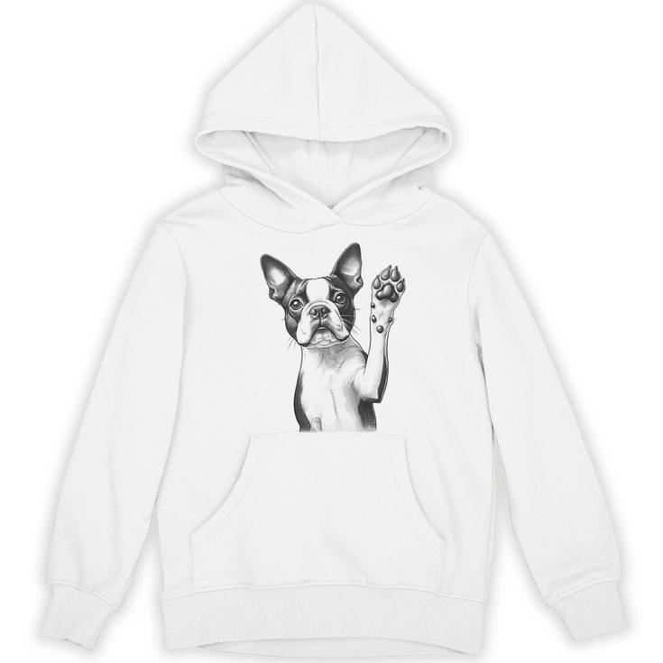Boston Terrier Dog Raising Paw Idea Men Women Women's Hoodie, novelty gifts, funny gifts