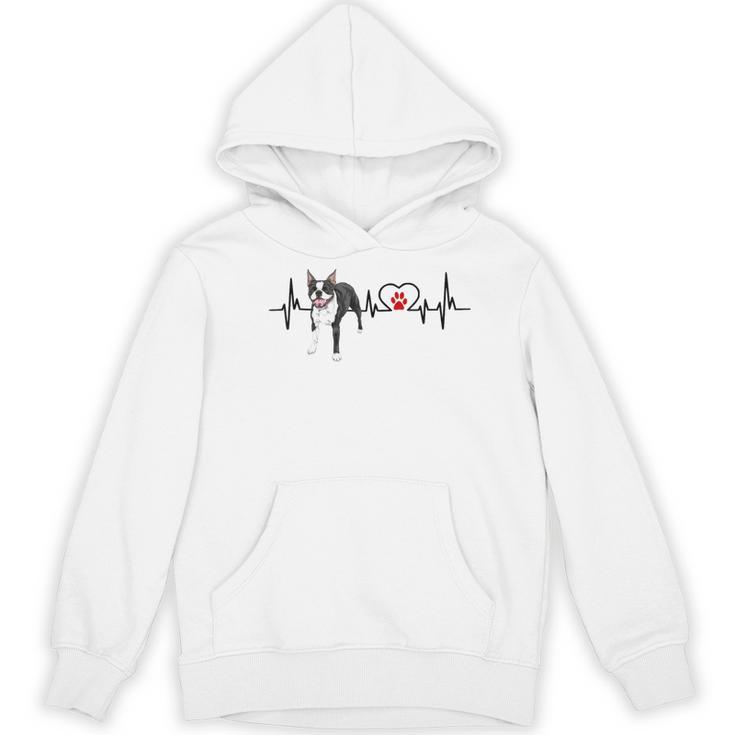 Boston Terrier EKG Heartbeat Heart Line Dog Lovers Women's Hoodie, novelty gifts, funny gifts