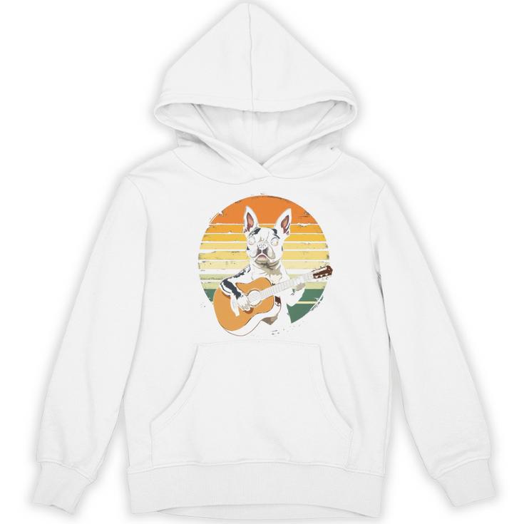 Boston Terrier Guitar Retro Women's Hoodie, novelty gifts, funny gifts