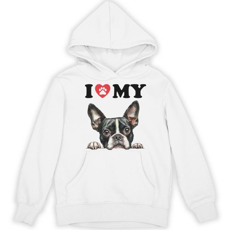 Boston Terrier I Heart My Dog Dog Lover Women's Hoodie, novelty gifts, funny gifts