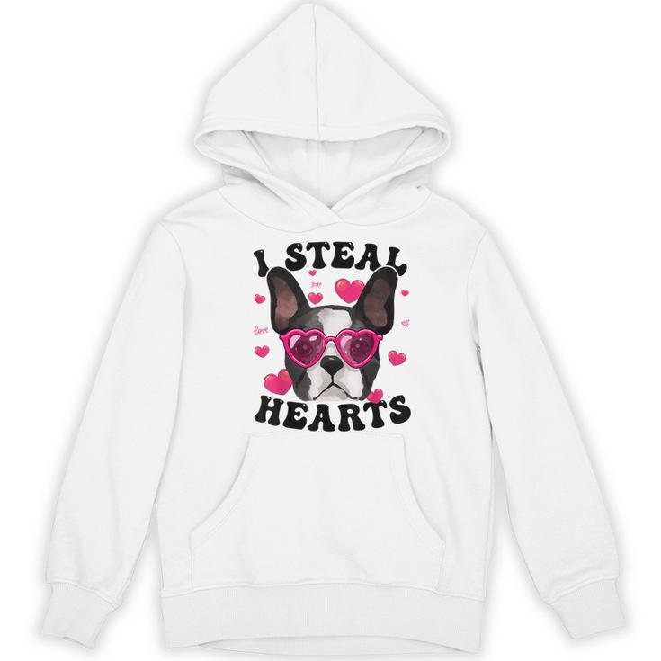 Boston Terrier Heart Glasses Girls Bostie Valentines Day Women's Hoodie, novelty gifts, funny gifts