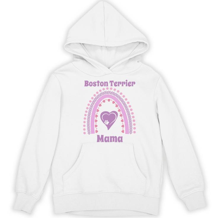 Boston Terrier Mama Cute Rainbow Paw Heart Shape Women's Hoodie, novelty gifts, funny gifts