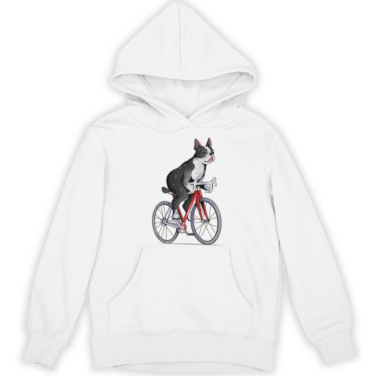 Boston Terrier Riding Bicycle Cute Bostie Biker Raglan Baseball Tee Women's Hoodie, novelty gifts, funny gifts