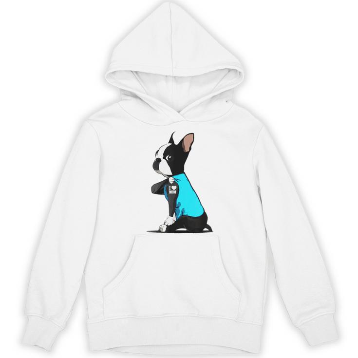 Boston Terrier Tattoos I Love Mom Women's Hoodie, novelty gifts, funny gifts