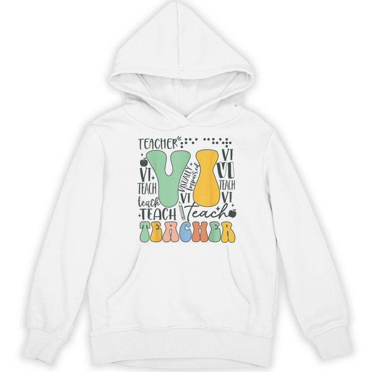 Braille Teacher Of The Visually Impaired Groovy VI Teacher Women's Hoodie, novelty gifts, funny gifts