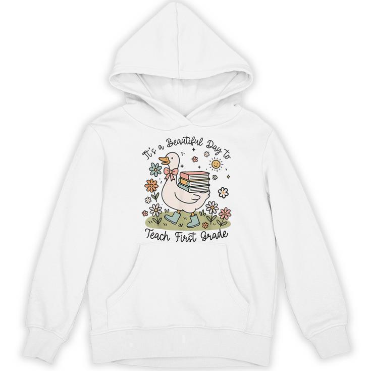 Cute Goose It's A Beautiful Day To Teach 1st Grade Teacher Women's Hoodie, novelty gifts, funny gifts