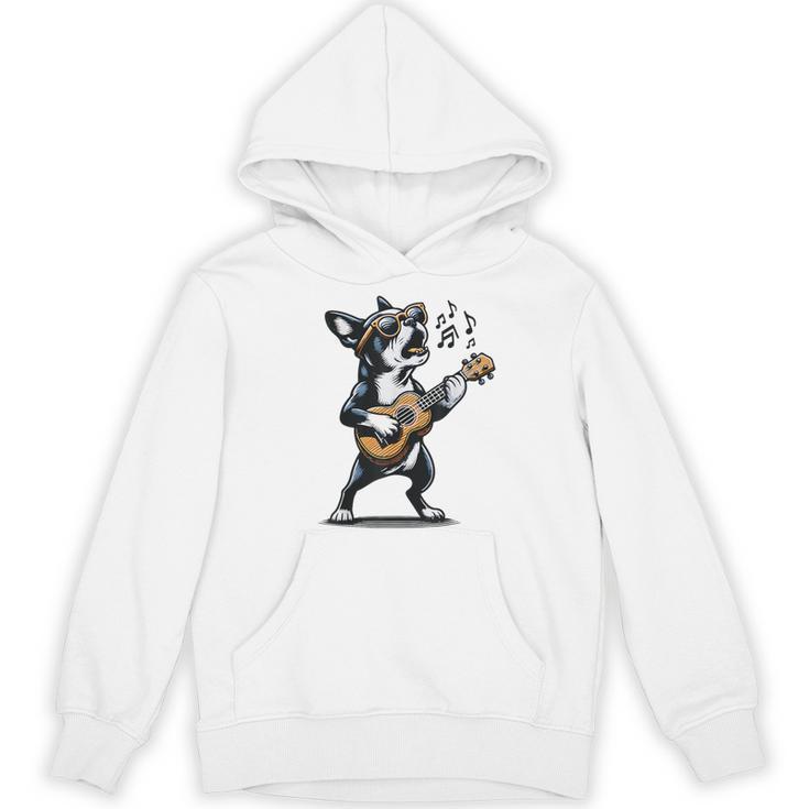 Dog Playing Guitar Singing Boston Terrier For Men Women Girls Kids Women's Hoodie, novelty gifts, funny gifts
