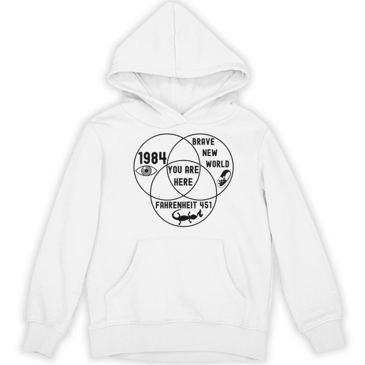 You Are Here Dystopian Venn Diagram English Teacher Bk Women's Hoodie, novelty gifts, funny gifts
