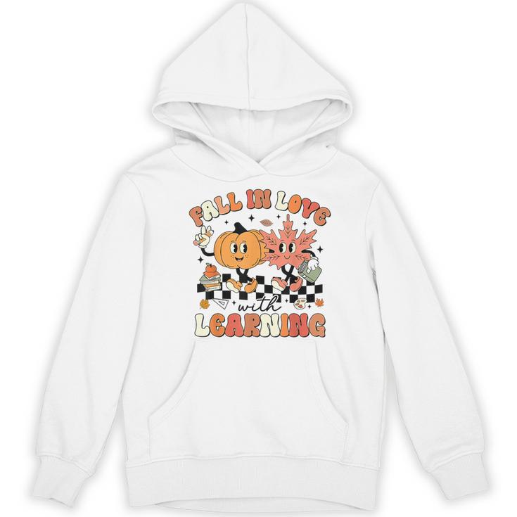 Fall In Love With Learning Teacher Retro Thanksgiving Women's Hoodie, novelty gifts, funny gifts