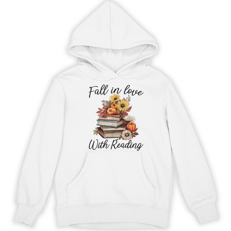 Fall In Love With Reading Book Autumn Teachers Pumpkins Women's Hoodie, novelty gifts, funny gifts