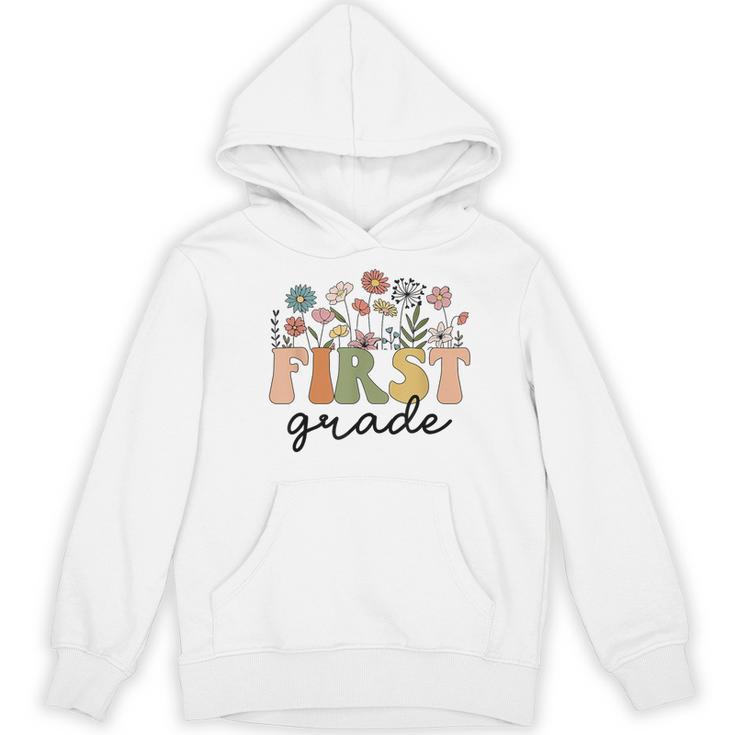 First Grade Teacher Wildflower Back To School Floral Outfits Women's Hoodie, novelty gifts, funny gifts