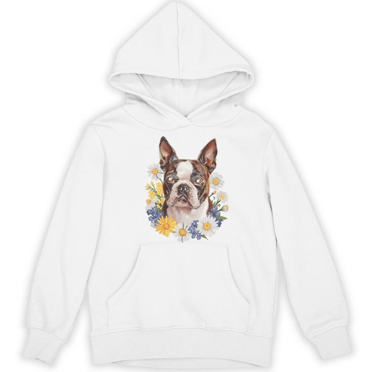Floral Boston Terrier Women's Hoodie, novelty gifts, funny gifts