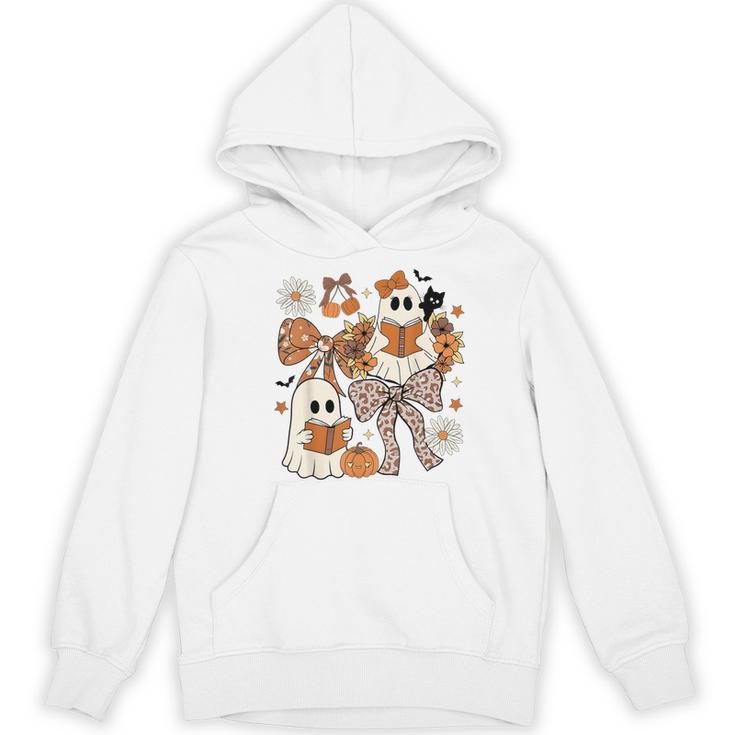 Ghost Reading Books Halloween Bow Spooky Teacher Student Women's Hoodie, novelty gifts, funny gifts