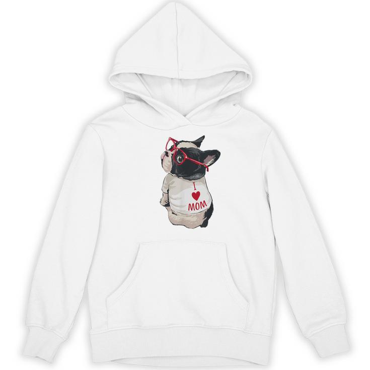 Girls I Heart Mom Love Mama Boston Terrier Dog Lover Women's Hoodie, novelty gifts, funny gifts