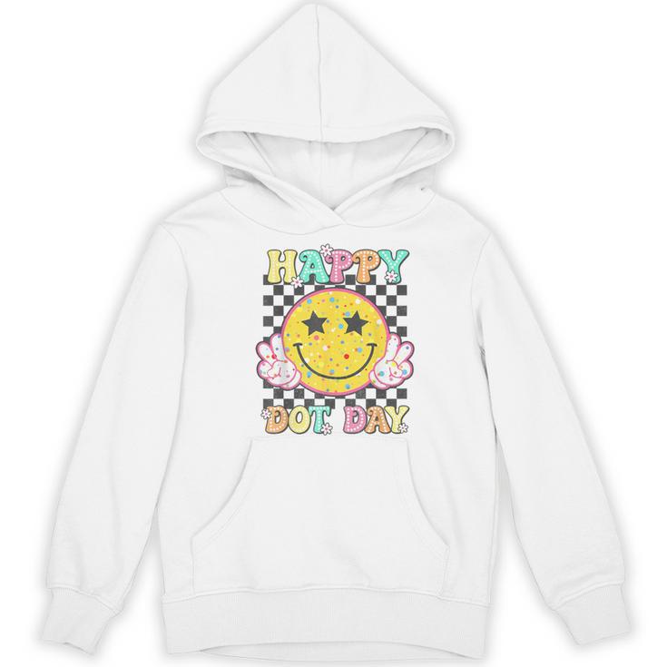 Happy Dot Day Hippie Flowers Smile Face Groovy Teacher Kids Women's Hoodie, novelty gifts, funny gifts