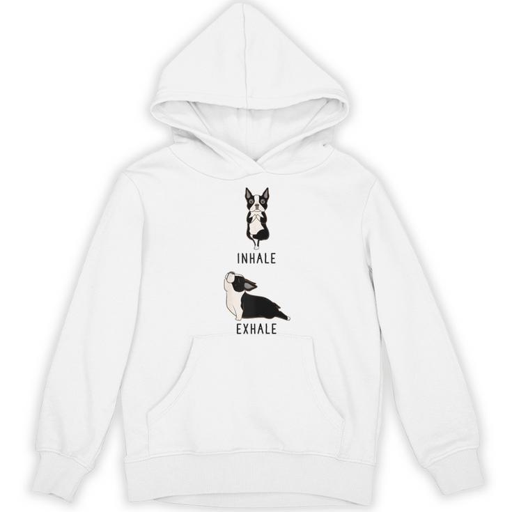 Inhale Exhale Yoga Boston Terrier Tshirt Women's Hoodie, novelty gifts, funny gifts