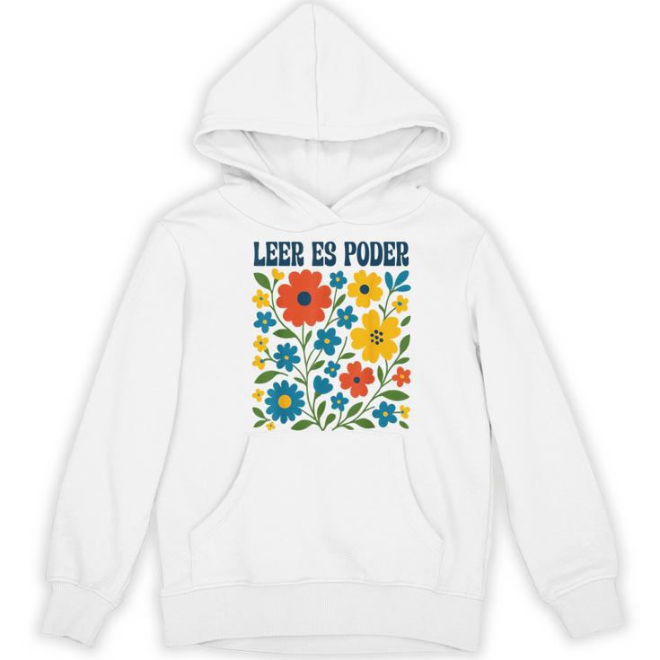 Leer Es Poder Cute Floral Boho Spanish Teacher Reading Women's Hoodie, novelty gifts, funny gifts Leer Es Poder Cute Floral Boho Spanish Teacher Reading Women's Hoodie, novelty gifts, funny gifts