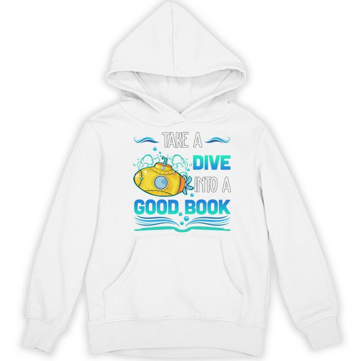 Librarian Teacher Dive Into A Good Book Reading Premium Tri-Blend Women's Hoodie, novelty gifts, funny gifts