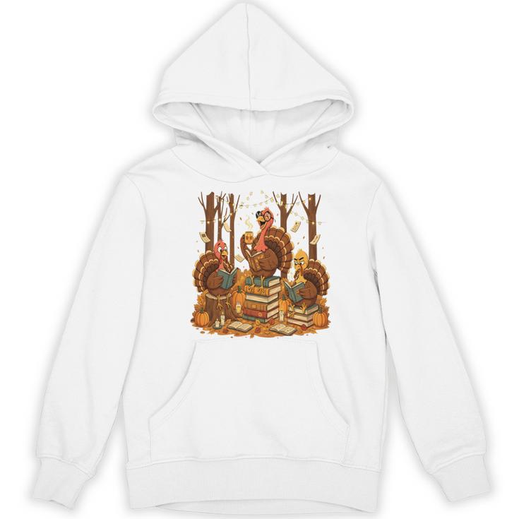 Librarian Turkey Reading Book Fall Thanksgiving Teacher Book Women's Hoodie, novelty gifts, funny gifts