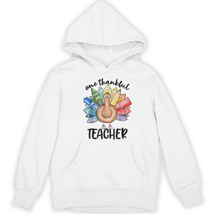 One Thankful Teacher Turkey Pencil Thanksgiving Teachers Women's Hoodie, novelty gifts, funny gifts