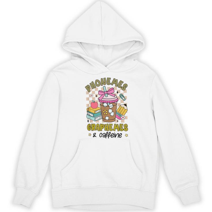 Phonemes Graphemes Caffeine Back To School Reading Teacher Women's Hoodie, novelty gifts, funny gifts