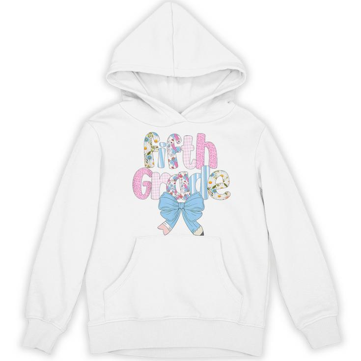 Preppy Fifth Grade Teacher Blue Floral Coquette Pencil Bow Women's Hoodie, novelty gifts, funny gifts Preppy Fifth Grade Teacher Blue Floral Coquette Pencil Bow Women's Hoodie, novelty gifts, funny gifts