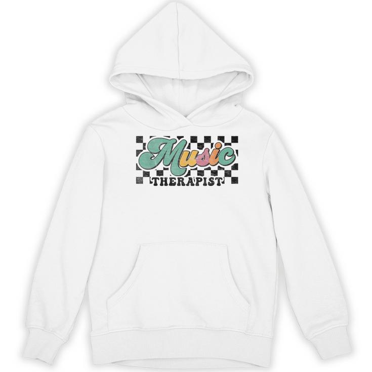 Retro Checkered Music Therapist Squad Music Therapy Teacher For Men Women Women's Hoodie, novelty gifts, funny gifts