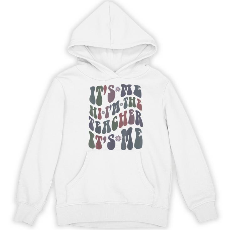 Retro IT'S ME Hi I'm The TEACHER Groovy Testing Squad Pink Women's Hoodie, novelty gifts, funny gifts