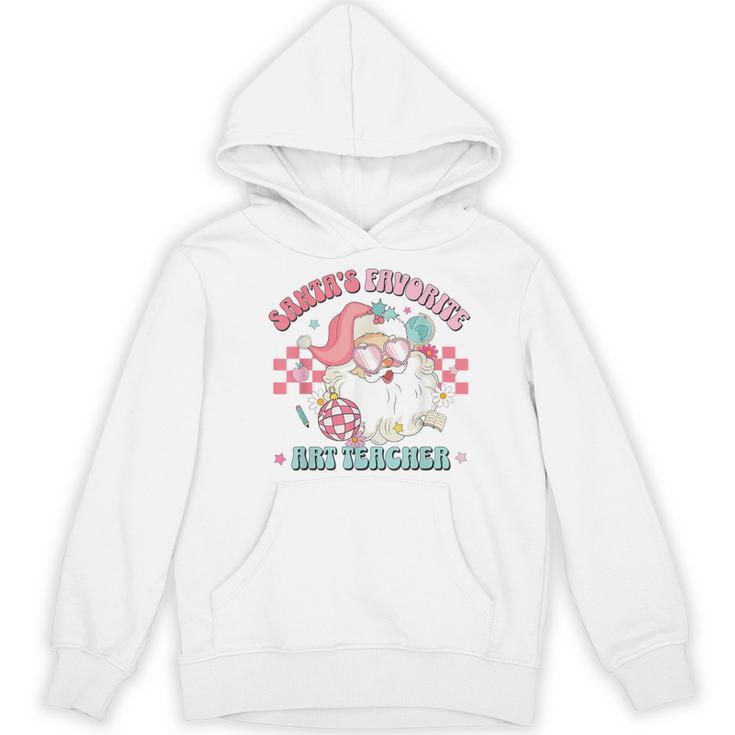 Retro Pink Christmas Santa's Favorite Art Teacher Artist Women's Hoodie, novelty gifts, funny gifts