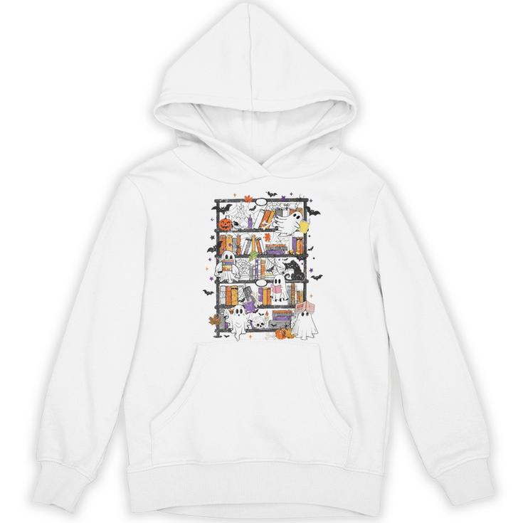 Teacher Library Ghost Reading Book Halloween Cat Women's Hoodie, novelty gifts, funny gifts