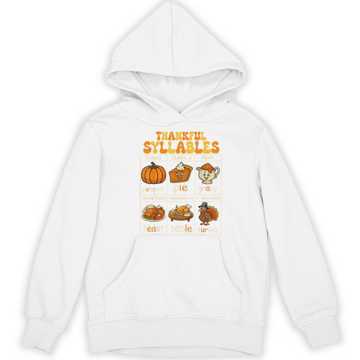 Thankful Syllables Teacher Thanksgiving Educational Kids Women's Hoodie, novelty gifts, funny gifts
