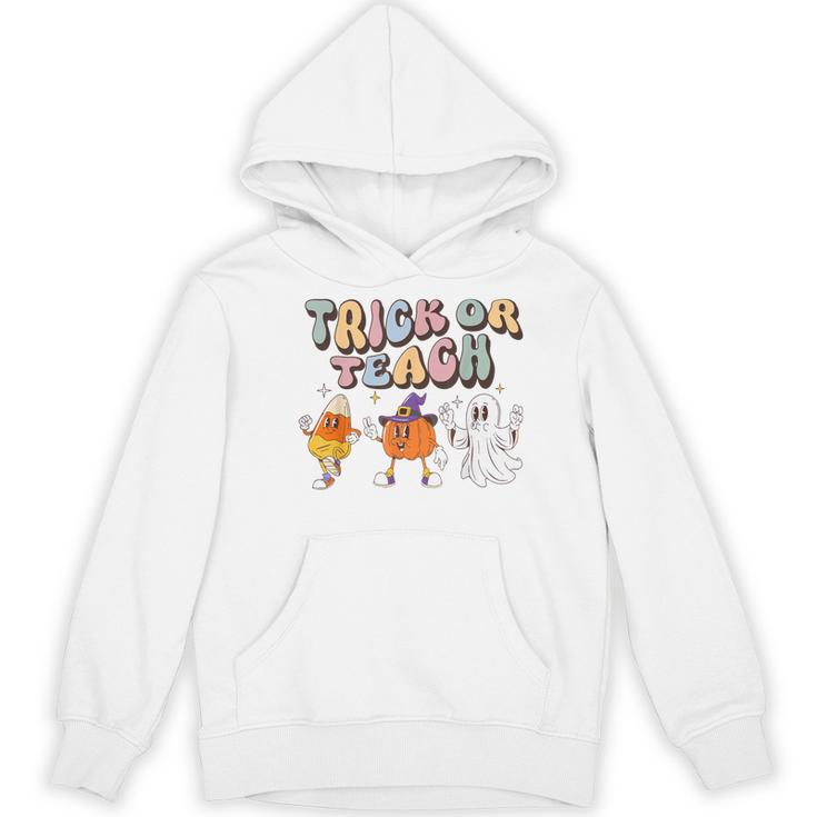 Trick Or Teach Candy Corn Pumpkin Ghost Teacher Women's Hoodie, novelty gifts, funny gifts