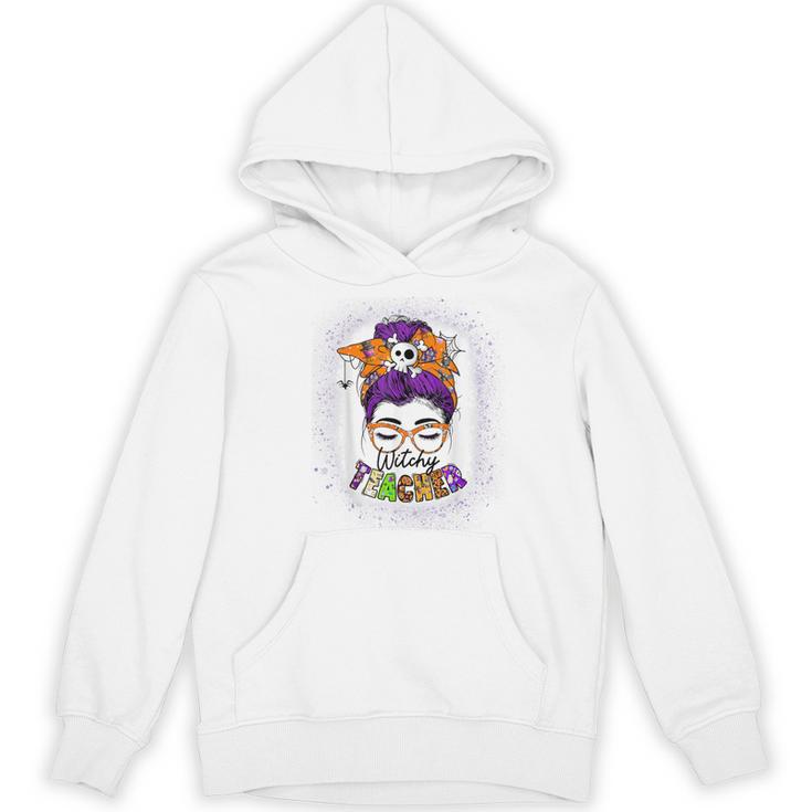 Witchy Teacher Halloween Messy Bun Teacher Bleached Women's Hoodie, novelty gifts, funny gifts Witchy Teacher Halloween Messy Bun Teacher Bleached Women's Hoodie, novelty gifts, funny gifts