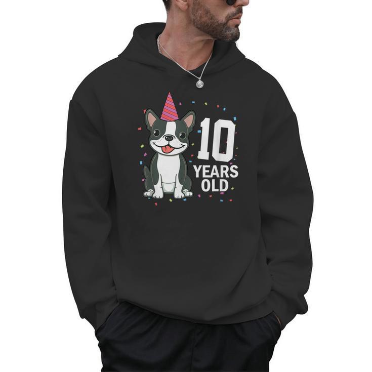 10 Years Old Birthday Boston Terrier Dog Lover 10th Party For Men Women Kids Men Hoodie