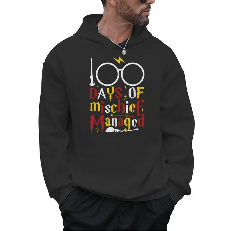 100 Days Of Mischief Managed Teacher Kid 100th Day Of School Men Hoodie