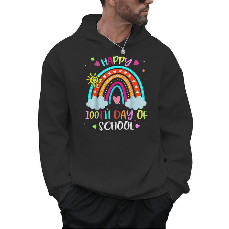 100th Day Of School Rainbow Happy 100 Days Smarter Teacher Men Hoodie