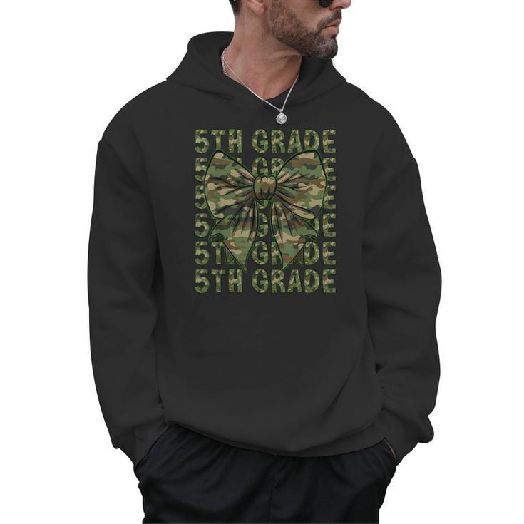 5th Grade Teacher Student Camo Bow Back To School Men Hoodie