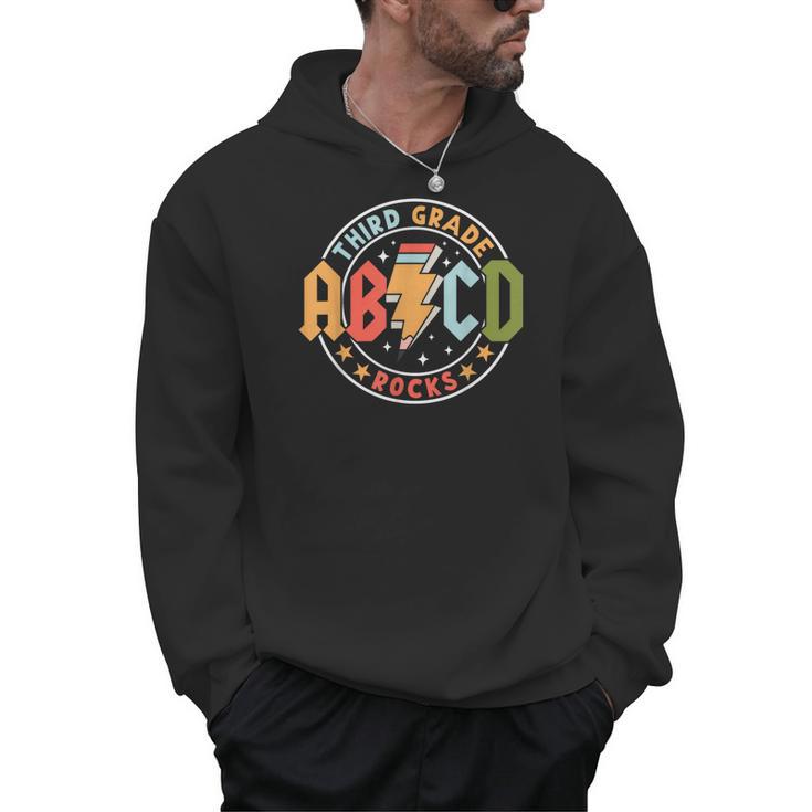 ABCD 3rd Grade Rocks Pencil Lightning Teachers Rock Boys Men Hoodie